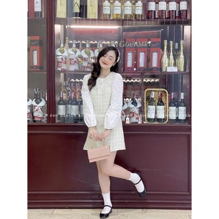 Váy dạ thiết kế Mina cổ ren tiểu thư