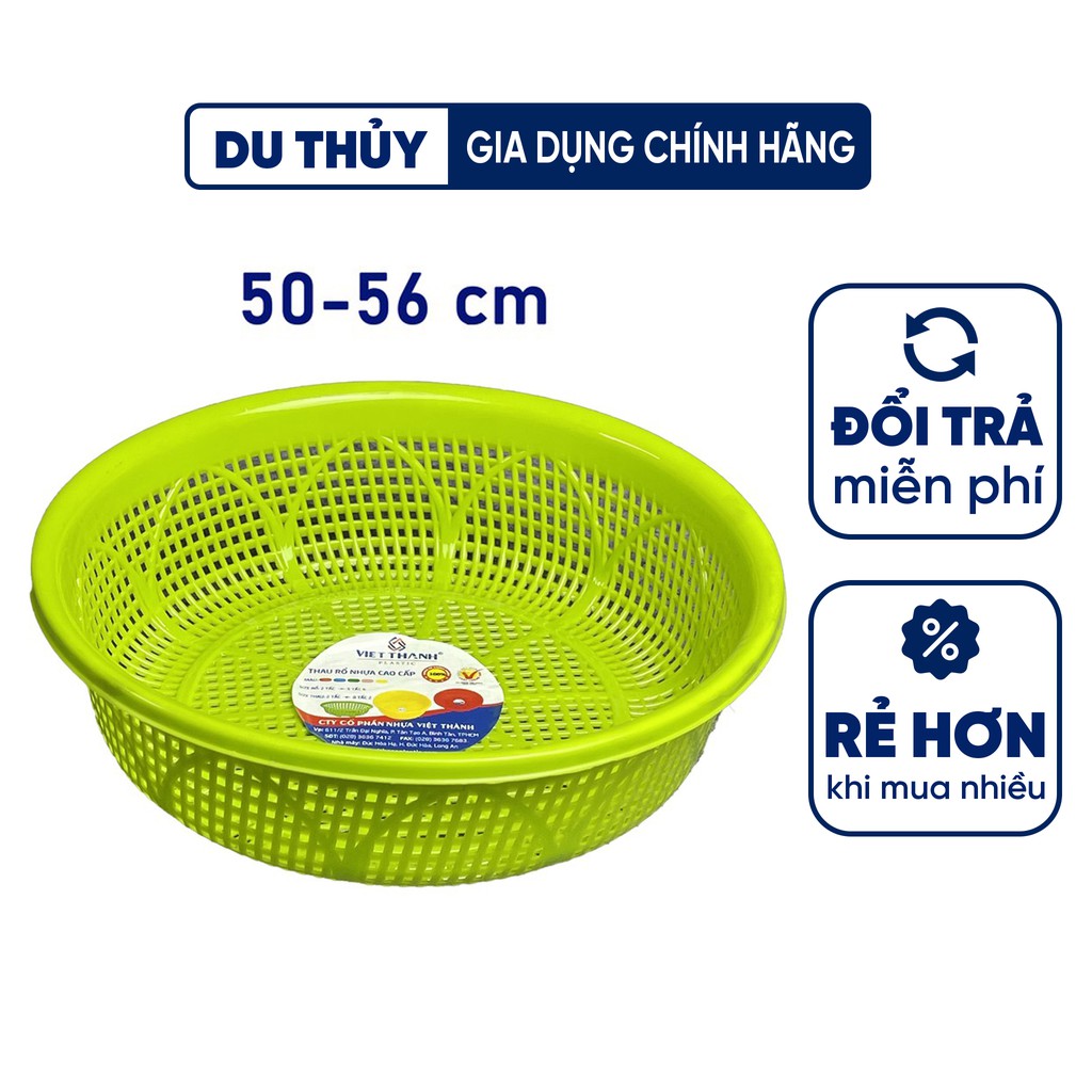 Rổ nhựa tròn loại lớn size 50-56 cm, nhựa PP chính phẩm có chân cao ráo giúp giữ vệ sinh tốt thương hiệu Việt Thành