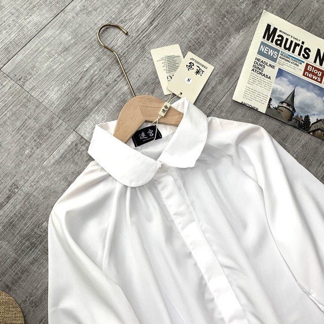 [Mã FAMAYWA giảm 10K đơn 50K] Áo Sơ Mi Trắng Cổ Sen Xinh Xắn | BigBuy360 - bigbuy360.vn