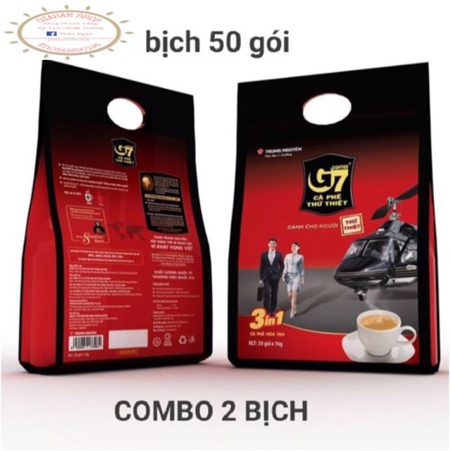 ComBo 2 Bich Caffe Trung Nguyen G7 Bich 50 Gói ,2 Bịch Bằng 100 Gói .