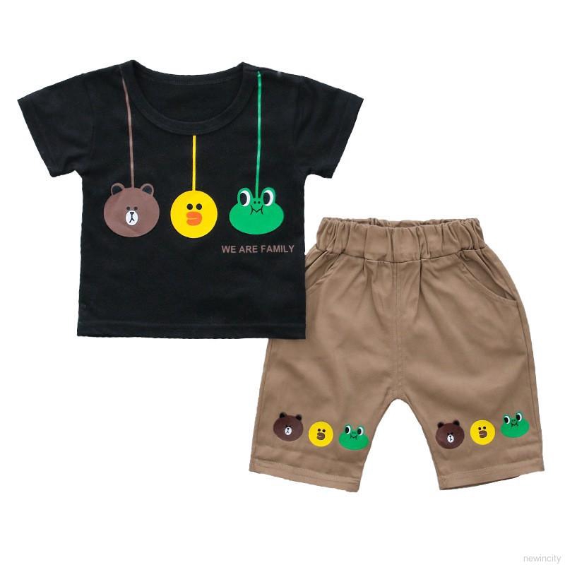 Bộ áo thun ngắn tay in hoạt hình + quần thời trang cho bé trai