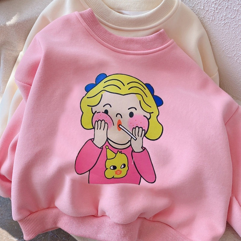 Áo Sweater Chui Đầu In Họa Tiết Hoạt Hình Thời Trang Xuân Thu Cho Bé Gái