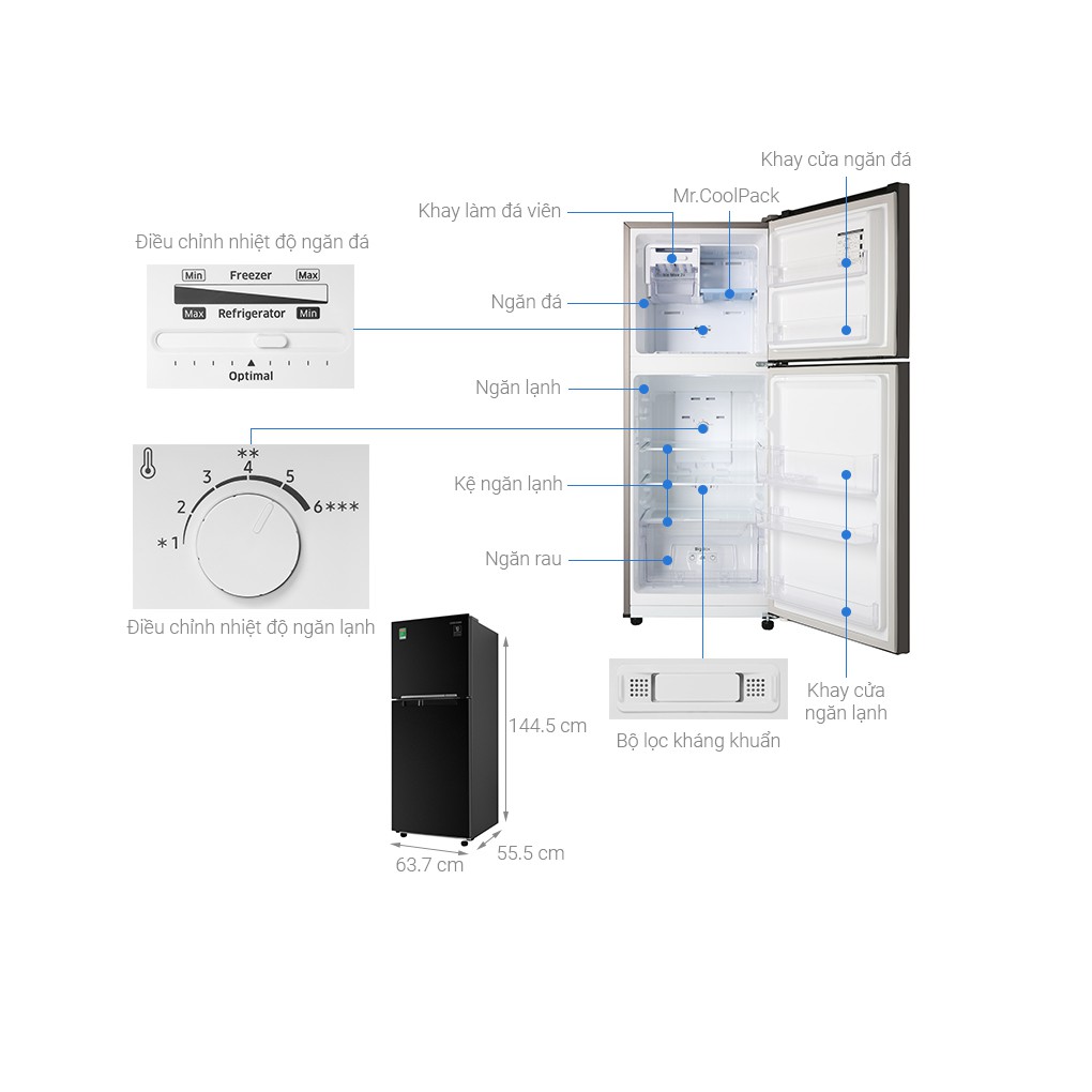 RT20HAR8DBU - MIỄN PHÍ GIAO HÀNG VÀ LẮP ĐẶT TẠI HCM - Tủ lạnh Samsung Inverter 208 lít RT20HAR8DBU/SV Mới 2020