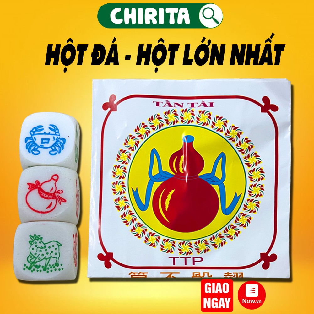 Bộ Bầu Cua Xúc Xắc ĐÁ (HỘT LỚN) Cao Cấp - Bộ Lắc Bầu Cua Tôm Cá, Boardgame - Đồ Chơi Trẻ Em CHIRITA