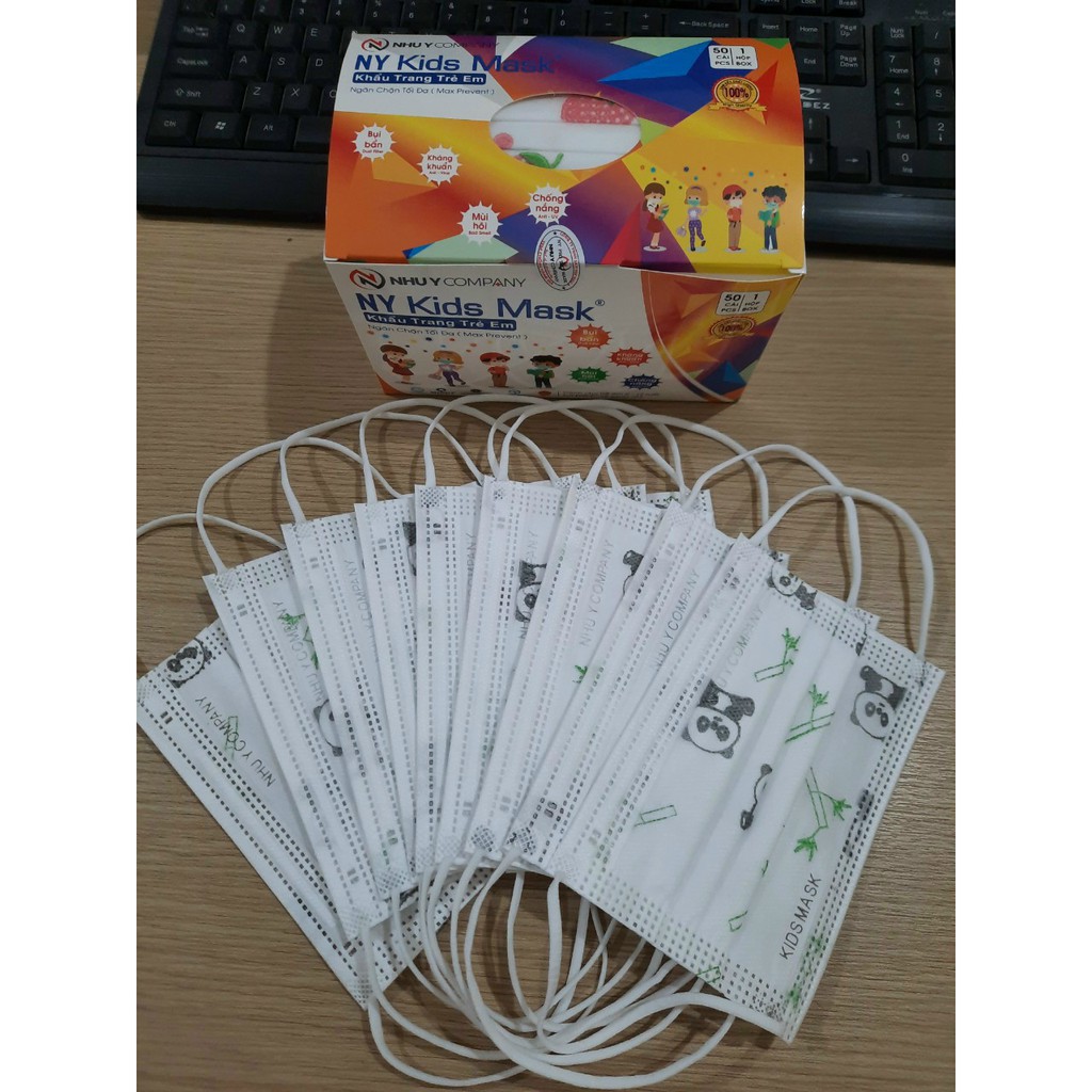 Khẩu trang trẻ em Như Ý 3 lớp có giấy lọc hộp 50 cái | BigBuy360 - bigbuy360.vn