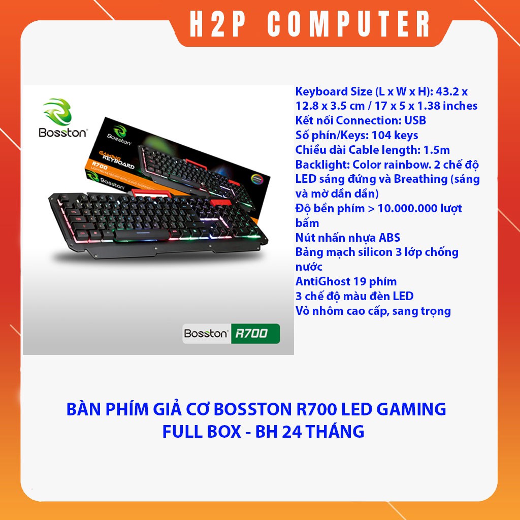 Bàn phím Giả cơ Bosston R700 LED Gaming - New - Full Box - BH 24 Tháng - Chính Hãng