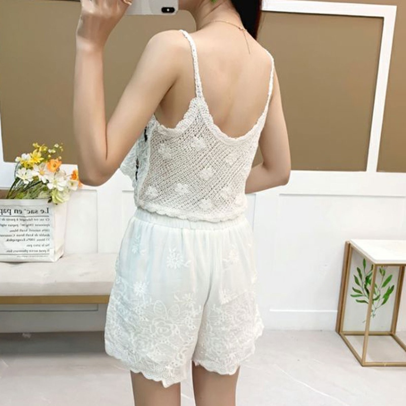 Áo Lửng Hai Dây Thêu Hoa Quyến Rũ Dành Cho Nữ