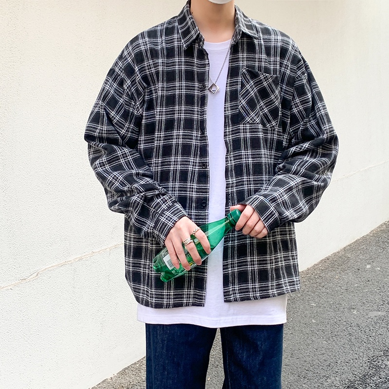 Áo Sơ Mi From Rộng , Áo Khoác Kẻ Sọc Trắng Đen Phong Cách Hàn Quốc Cho Cả Nam Và Nữ Hot 2022