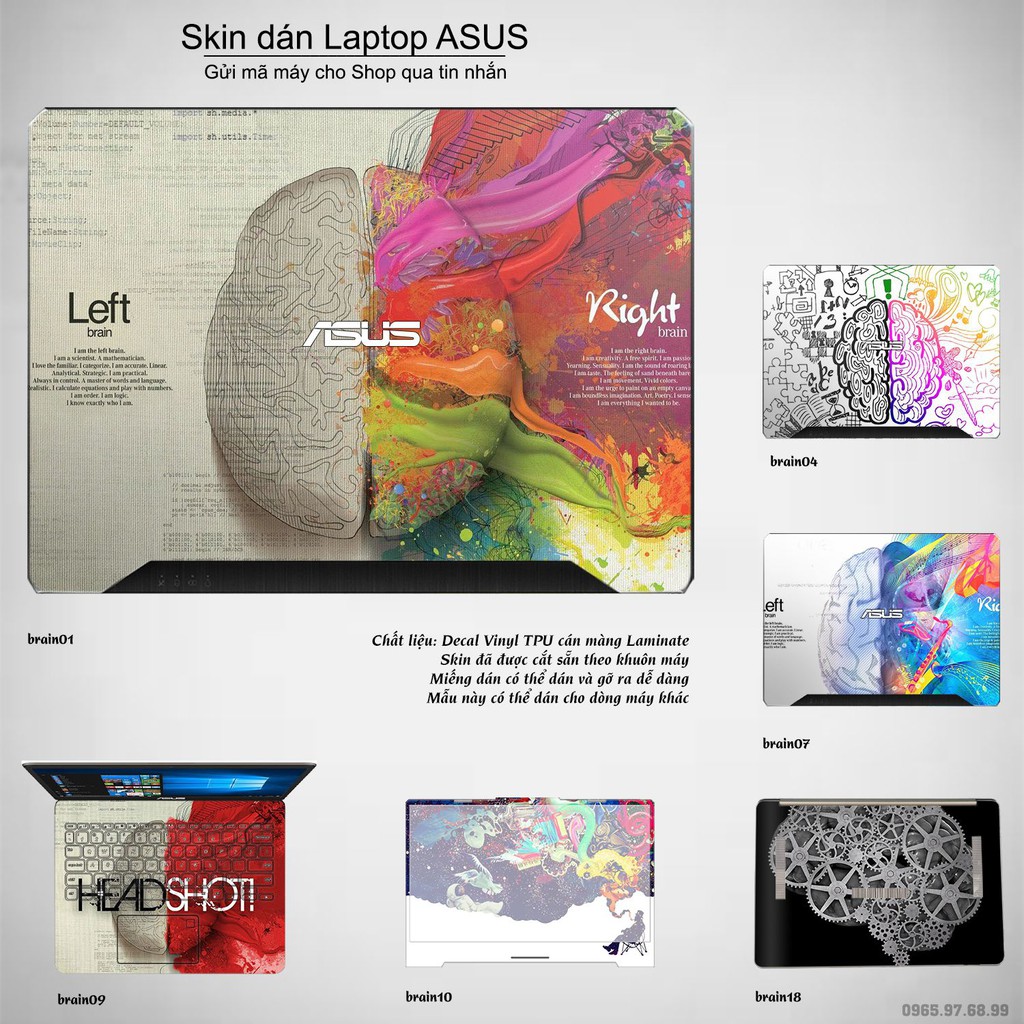 Skin dán Laptop Asus in hình Left Brain Right Brain (inbox mã máy cho Shop)