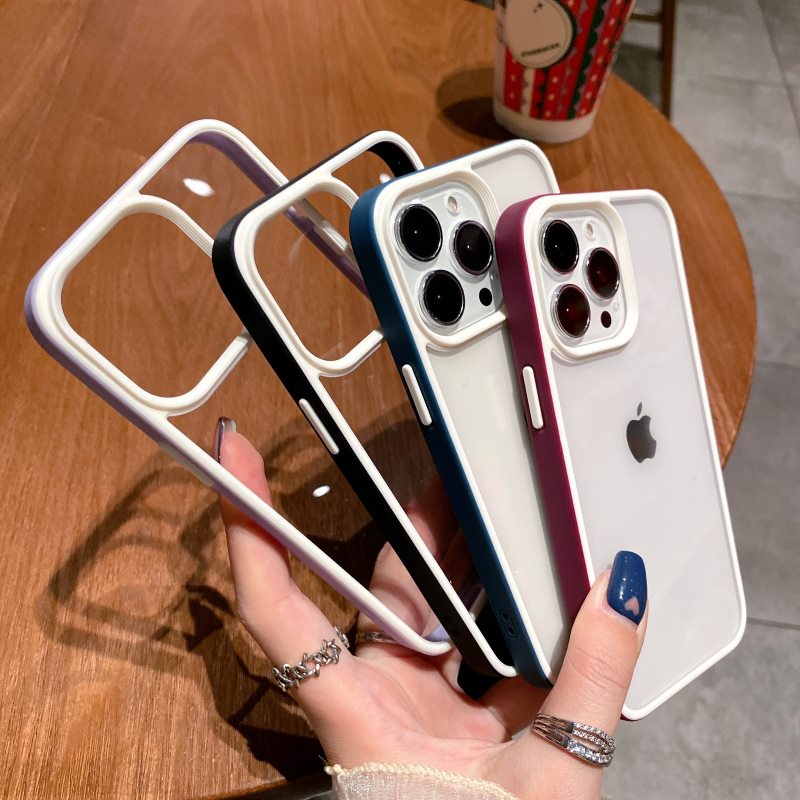 Ốp Điện Thoại Trong Suốt Hai Màu Sang Trọng Cho Iphone 13 12 11 Pro Max XR X XS Max 7 8 Plus