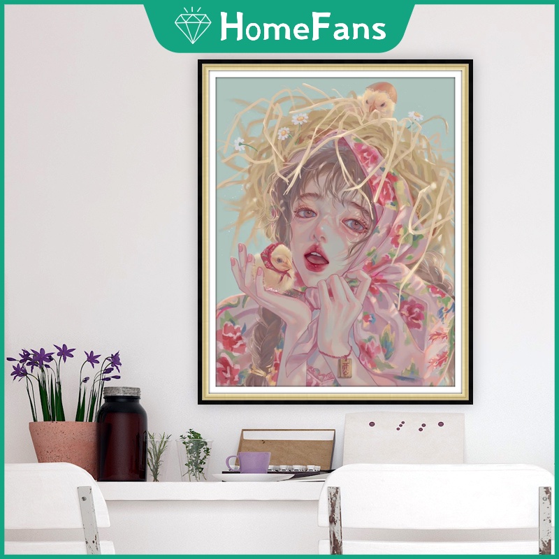 Bộ Tranh Đính Đá 5D Tự Làm 30x40cm / 40x50cm Hình Bé Gái Và Cung Hoàng Đạo