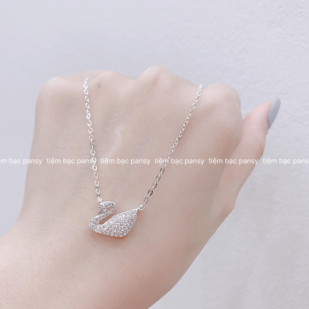 Dây chuyền bạc nữ PANSY mặt thiên nga nạm đá duyên dáng - Vòng cổ bạc đẹp cao cấp