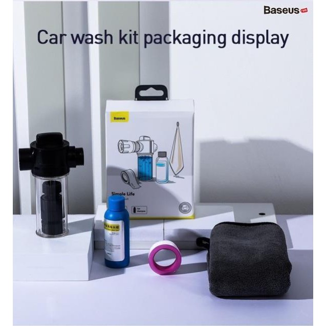 Bộ dây và vòi tăng áp lực nước dùng rửa xe, tưới cây Baseus Simple Life Car Wash Spray Nozzle