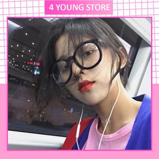 Kính mắt nữ nam giả cận không độ chống ánh sáng xanh và tia UV bảo vệ mắt gọng kính tròn phong cách Ullzang 041