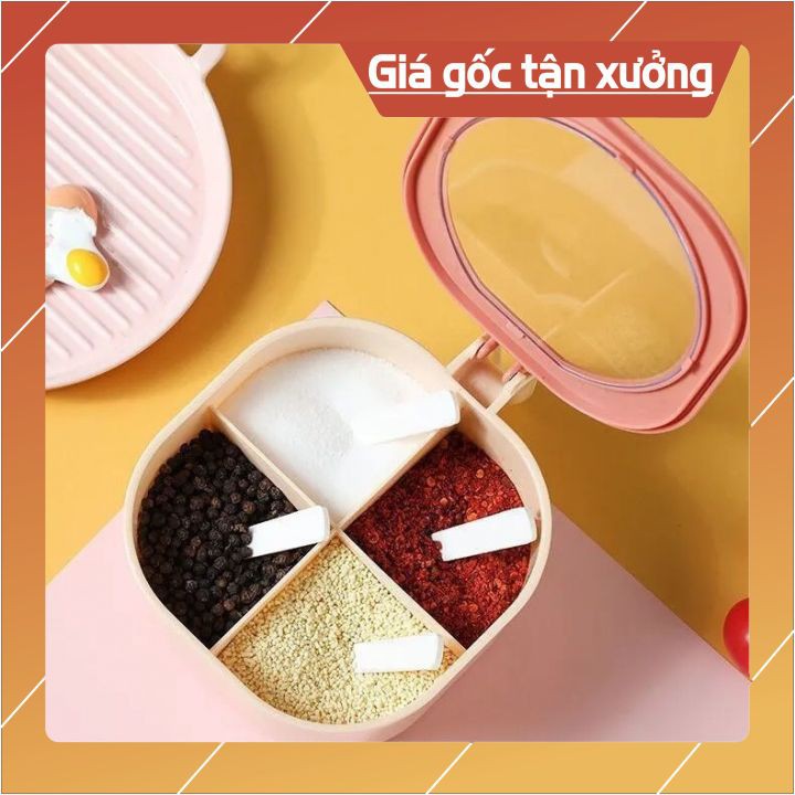 👉XẢ KHO👈Hộp đựng gia vị 4 ngăn có nắp đậy💝 tặng kèm 4 thìa💝 | BigBuy360 - bigbuy360.vn
