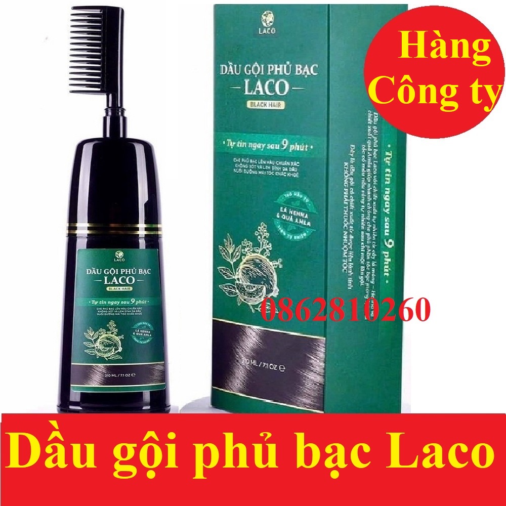 Dầu gội phủ bạc laco black hair, nhuộm tóc thảo dược phủ bạc đen và nâu tóc sau 9 phút, nhuộm tại nhà an toàn