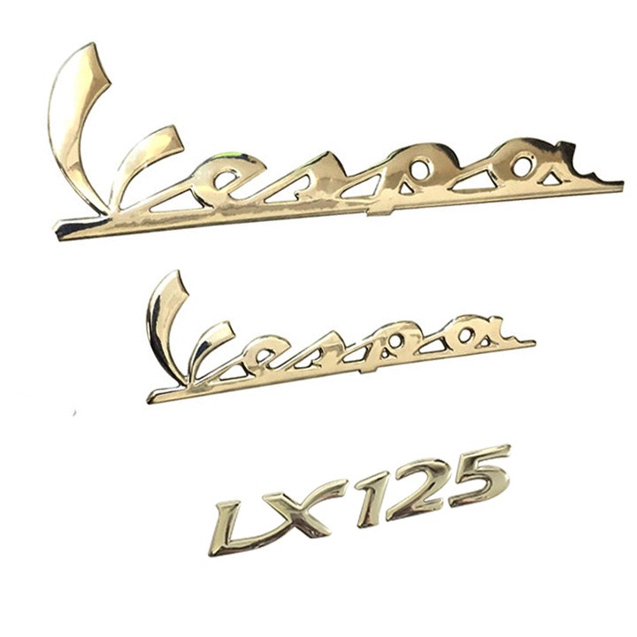 Bộ 3 Tem Logo Nổi Vespa LX125, tem dán xe máy
