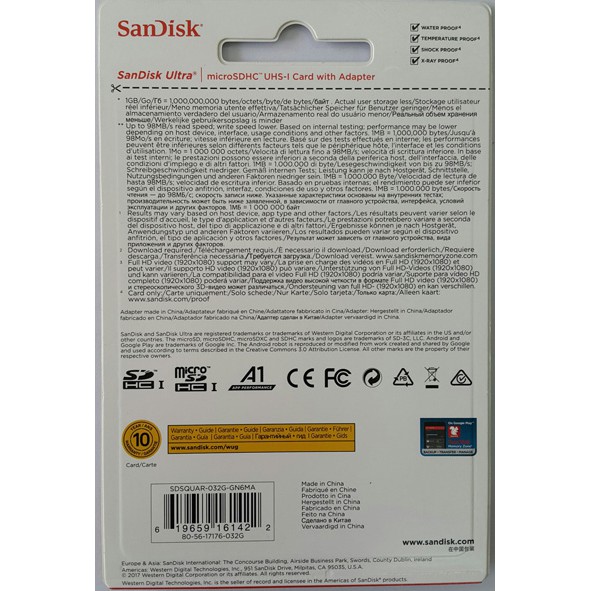 Thẻ nhớ Sandisk Micro SDHC A1 Ultra C10 98MB/s 32GB - Hãng phân phối chính thức