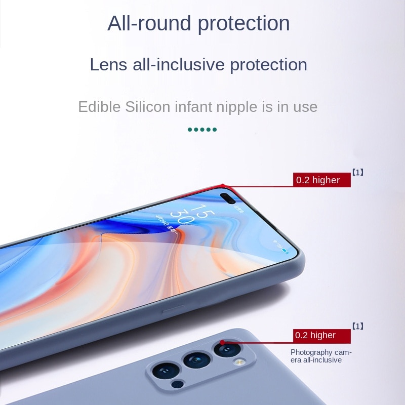 Oppo Reno5 Pro Reno 3  Case Liquid Silicone Case Full Cover Camera Với Ring Holder Case