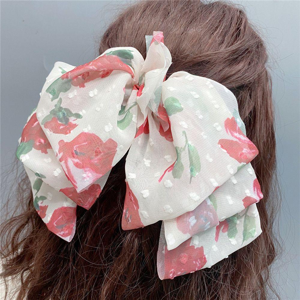 Kẹp Tóc Hình Nơ Hoa Nhiều Lớp Phong Cách Pháp Dễ Thương Cho Nữ