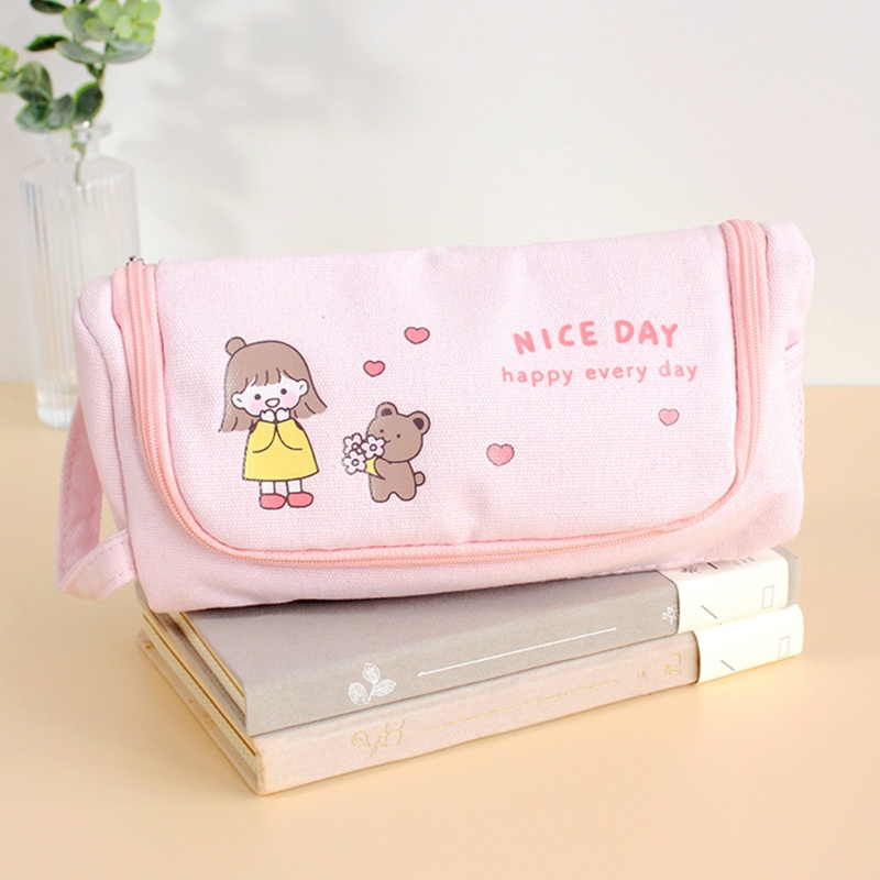 Túi Đựng Bút Bằng Vải Bạt Sức Chứa Lớn Cho Chil