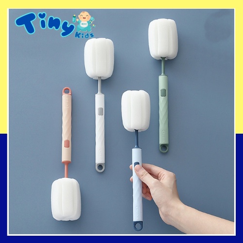 Cọ Bình Sữa Mút Xốp Có Tay Cầm Dài Xoay 360 độ Cọ Bình Sữa, Chai Tiện Dụng Có Thay Thế Đầu Mút - Tiny Kid