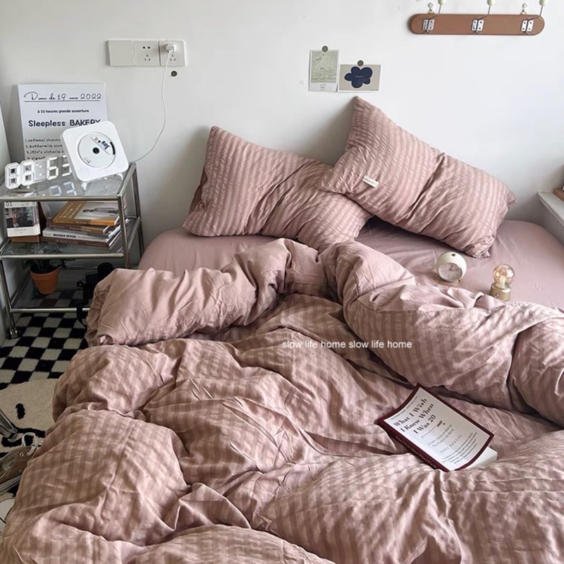 Set Bộ Vỏ Chăn Ga Gối Cotton Tc Nhăn, Nhiều Màu Sắc