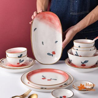 Bát ăn cơm - Thìa cơm muỗng canh - họa tiết củ cải đỏ - phụ kiện bàn ăn xinh xắn
