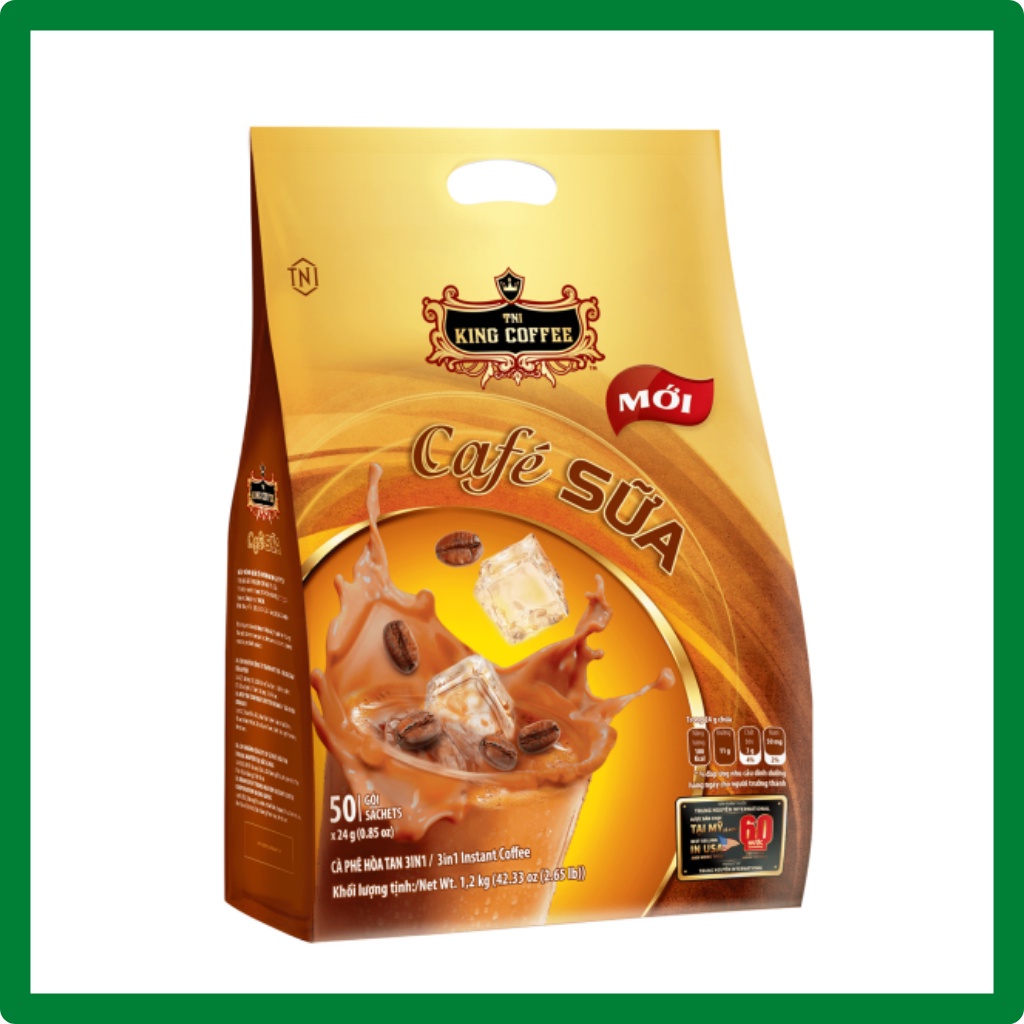 Cà phê sữa hòa tan King Coffee Cafe Sữa_Túi 50 gói_1.2kg