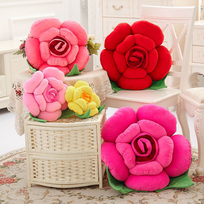 Gối Đệm Mềm Hình Hoa Hồng Trang Trí Nhà Cửa