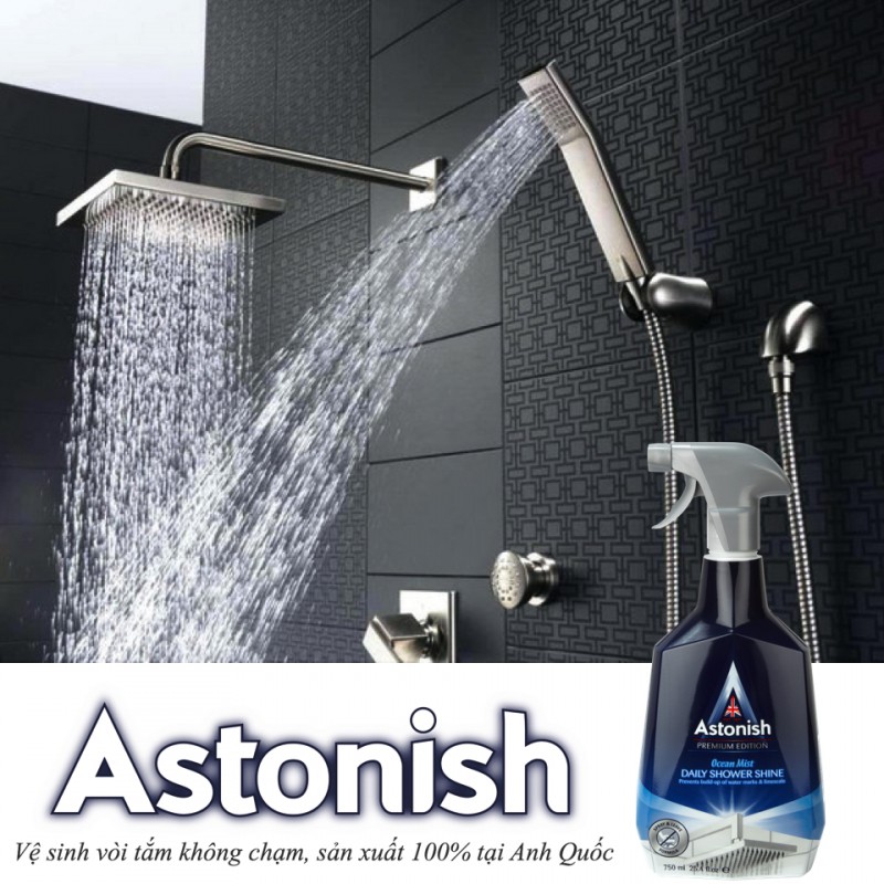 Bình xịt vệ sinh nhà tắm Astonish, xịt tẩy nấm mốc, nước lau kính Astonish 750ml, Hàng chính hãng