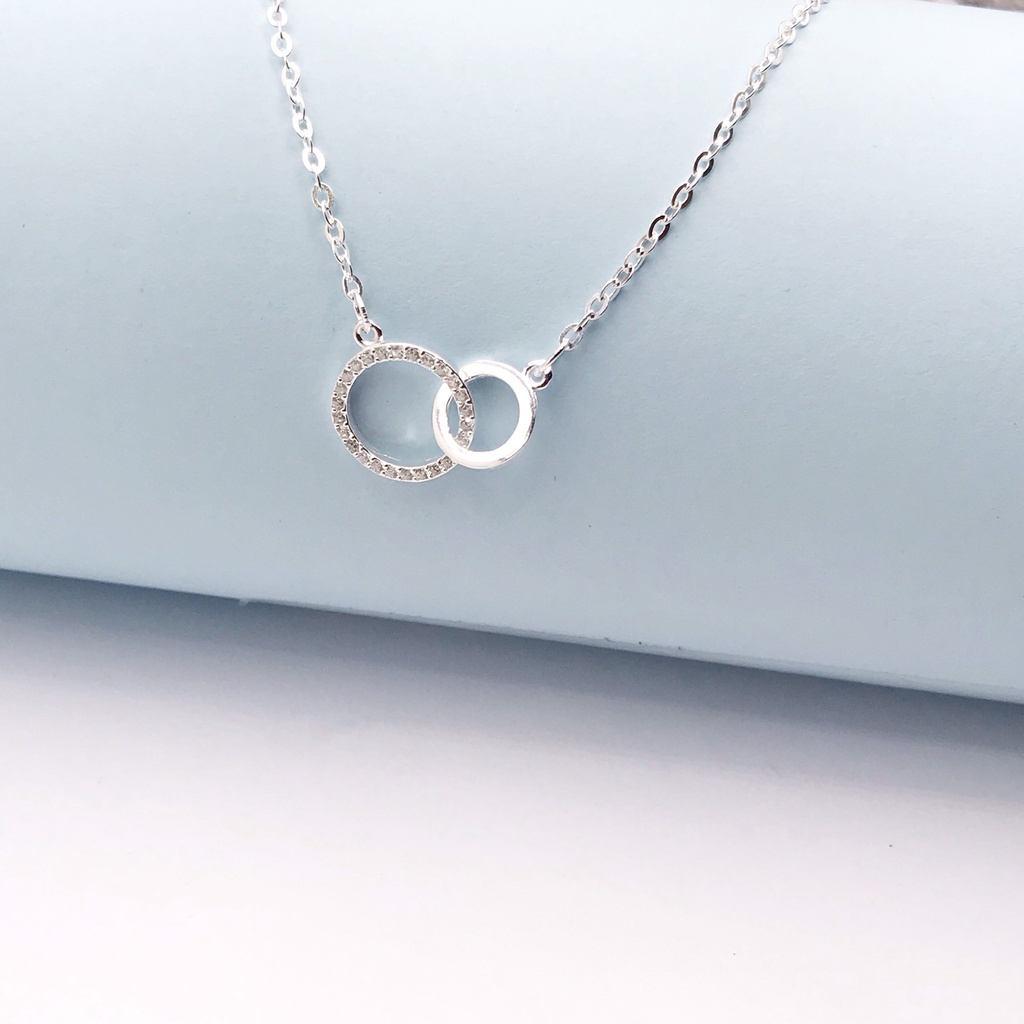 Dây Chuyền Nữ Bạc Vòng Tròn Đính Đá Sang Trọng Sáng Đẹp BẠC HIỂU MINH DMD459