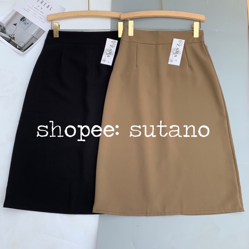 Chân váy dài midi chữ A xả sau chất tuyết mưa cao cấp CV518 SUTANO