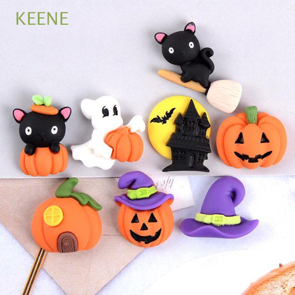 Phụ kiện bằng nhựa cacbochon Keene trang trí Halloween hình dơi/ bí ngô/ ma mini độc đáo