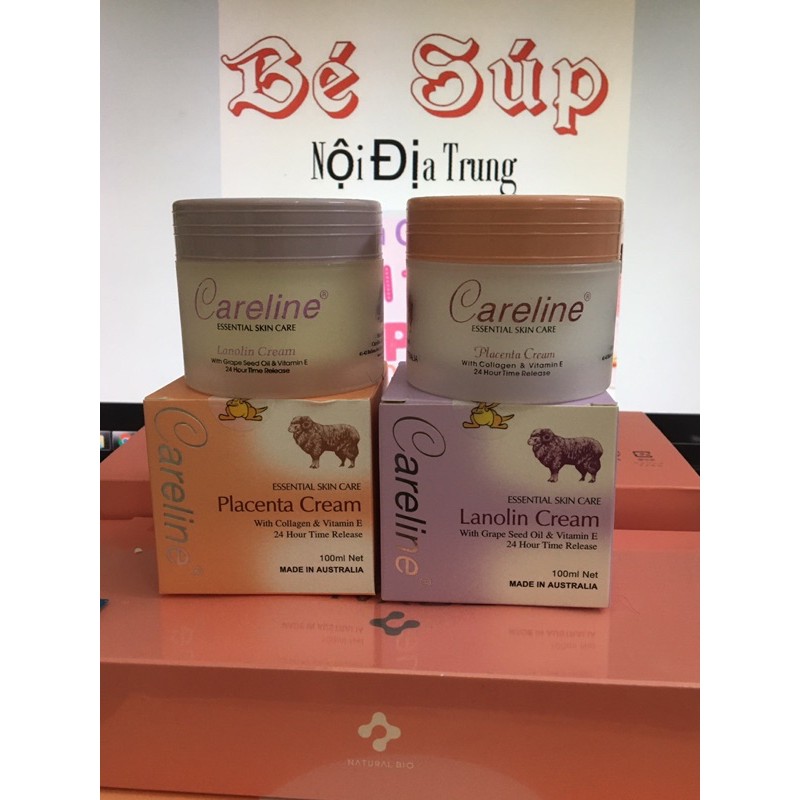 Kem dưỡng ẩm mỡ cừu (tím), nhau thai cừu (cam) Careline Lanolin/Placenta Cream, Úc (100ml) cho mọi lứa tuổi | BigBuy360 - bigbuy360.vn