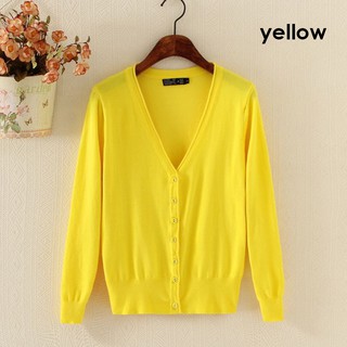 Áo khoác Cardigan màu vàng Plus size phong cách Hàn Quốc cho nữ size S-4XL