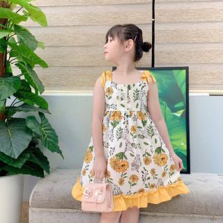 Váy lụa 2 dây size nhỡ cho bé