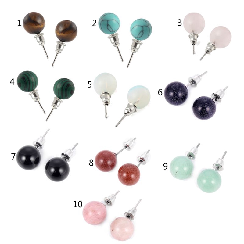 Khuyên tai đính đá mắt mèo tự nhiên thời trang