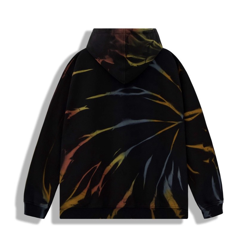 Áo hoodie nam nữ unisex có nón SWE REVERSE TIE DYE HOODIE Đen họa tiết cá tính