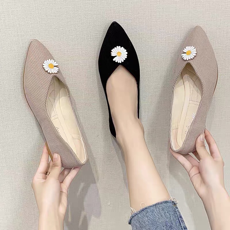 (S79) Giầy búp bê VÂN LEN TĂM tag hoa cúc (mã 2228) | BigBuy360 - bigbuy360.vn