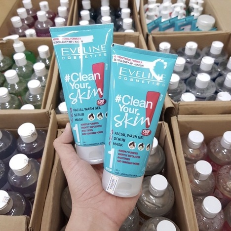 Gel Rửa Mặt Sạch Sâu Ngừa Mụn Eveline 200ML 3 Trong 1 Clean Your Skin