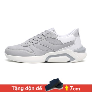 Giày thể thao sneaker nam tăng chiều cao, Tăng 7cm chiều cao với 2 màu ghi sang trọng và đen cá tính Hot 2019