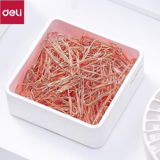 Bộ phụ kiện Deli - Set ghim vòng + ghim mũ + kẹp bướm - Mạ vàng hồng - 1 hộp - 78553 [Deli]