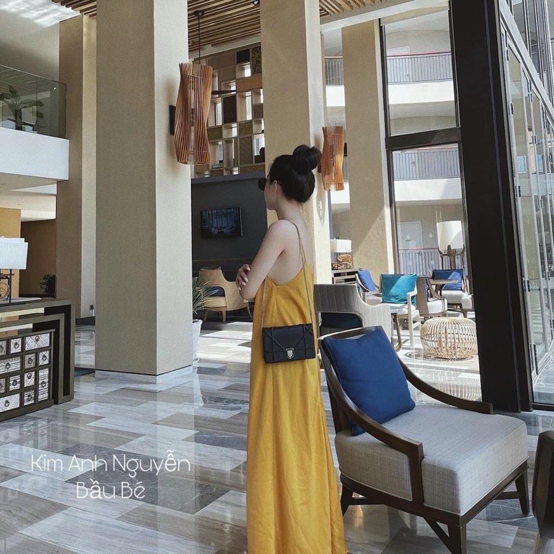 BÁN SỈ VÁY LỤA MAXI 2S MÀU VÀNG CHO NỮ | BigBuy360 - bigbuy360.vn