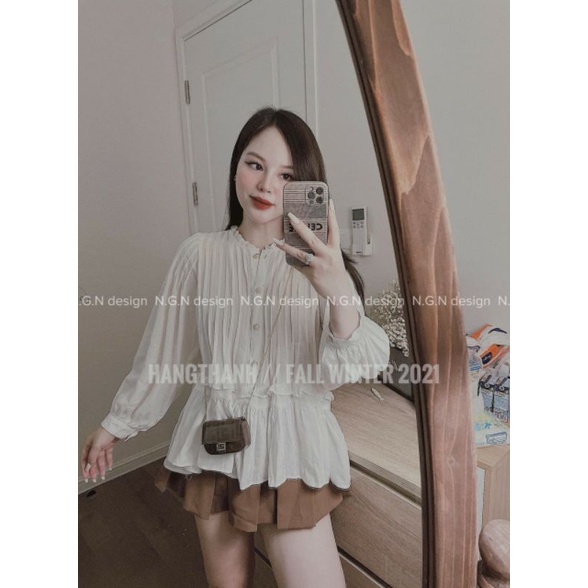 🤎🤎Set áo baby doll kèm chân váy nâu xinh hết nước chấm♥️♥️