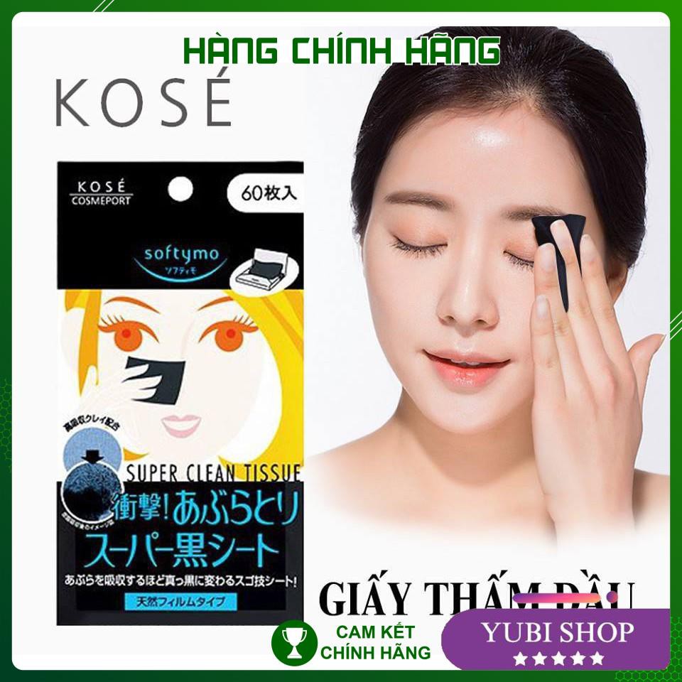 Giấy Thấm Dầu Kose Softymo Chính Hãng - Giấy Thấm Dầu Kose Softymo Than Hoạt Tính 60 Tờ Của Nhật Bản  - Hot