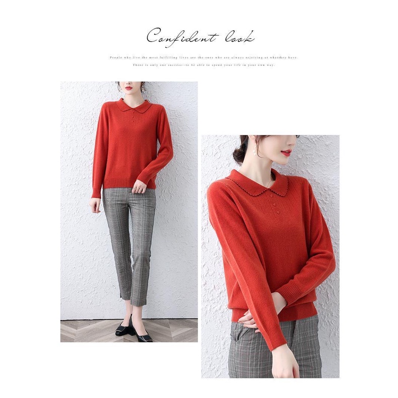 Áo Dệt Kim Tay Dài Cổ Búp Bê Phong Cách Phương Tây Thời Trang Hè Thu Cho Nữ