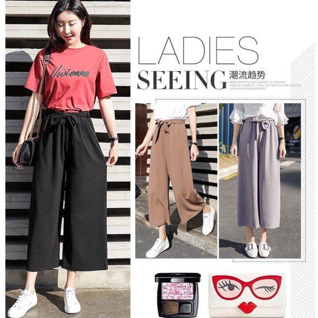 Quần culottes voan lụa loại dài và lửng