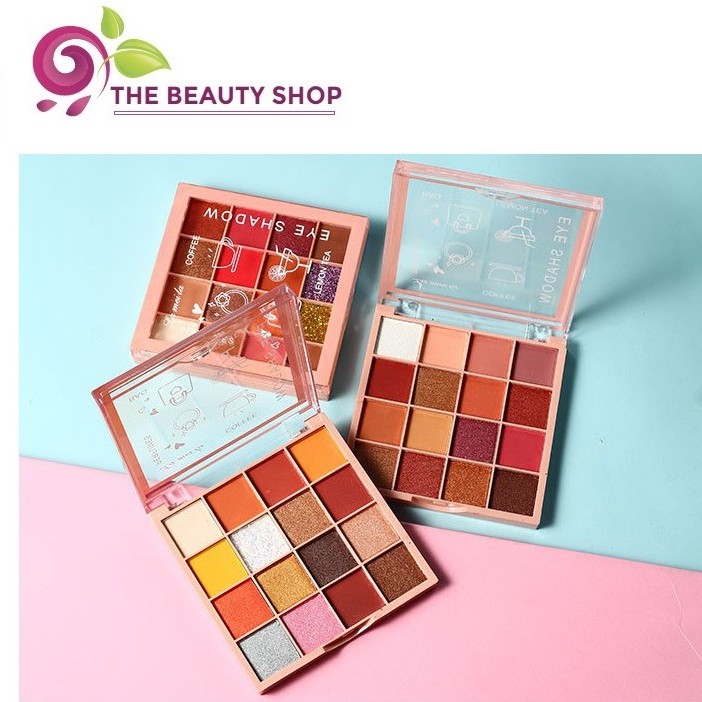 Bảng Phấn Mắt Lameila 16 ô màu Eye Shadow Coffee x Lemon Tea Có Nhũ