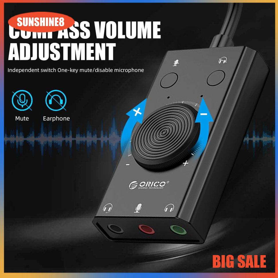 【SUN】USB External Sound Cards 3 Ports Microphone Output Volume No Driver
